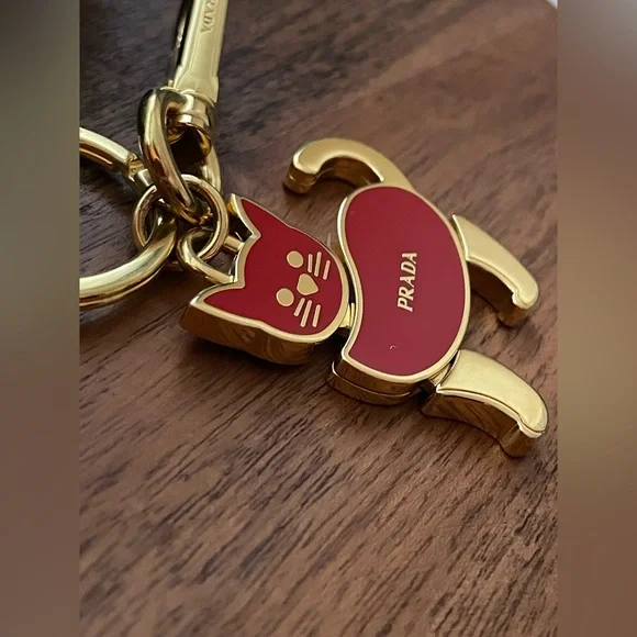 PRADA Red Enamel Articulated Cat Bag Charm w/Box - Picture 5 of 6